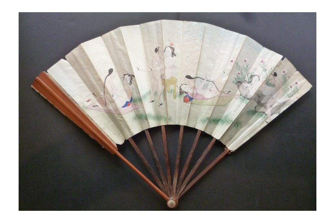 Erotic surprise, double entente fan, China, 19th century