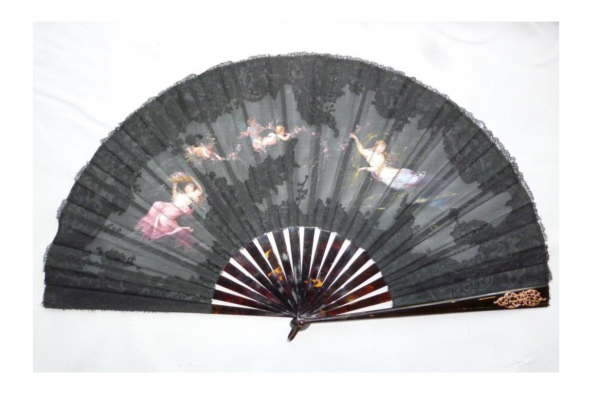 Among the spring nymphs, fan by Aufray, circa 1880-90