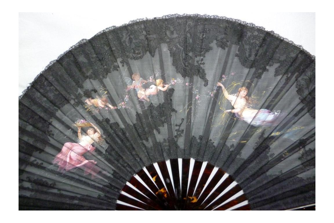 Among the spring nymphs, fan by Aufray, circa 1880-90