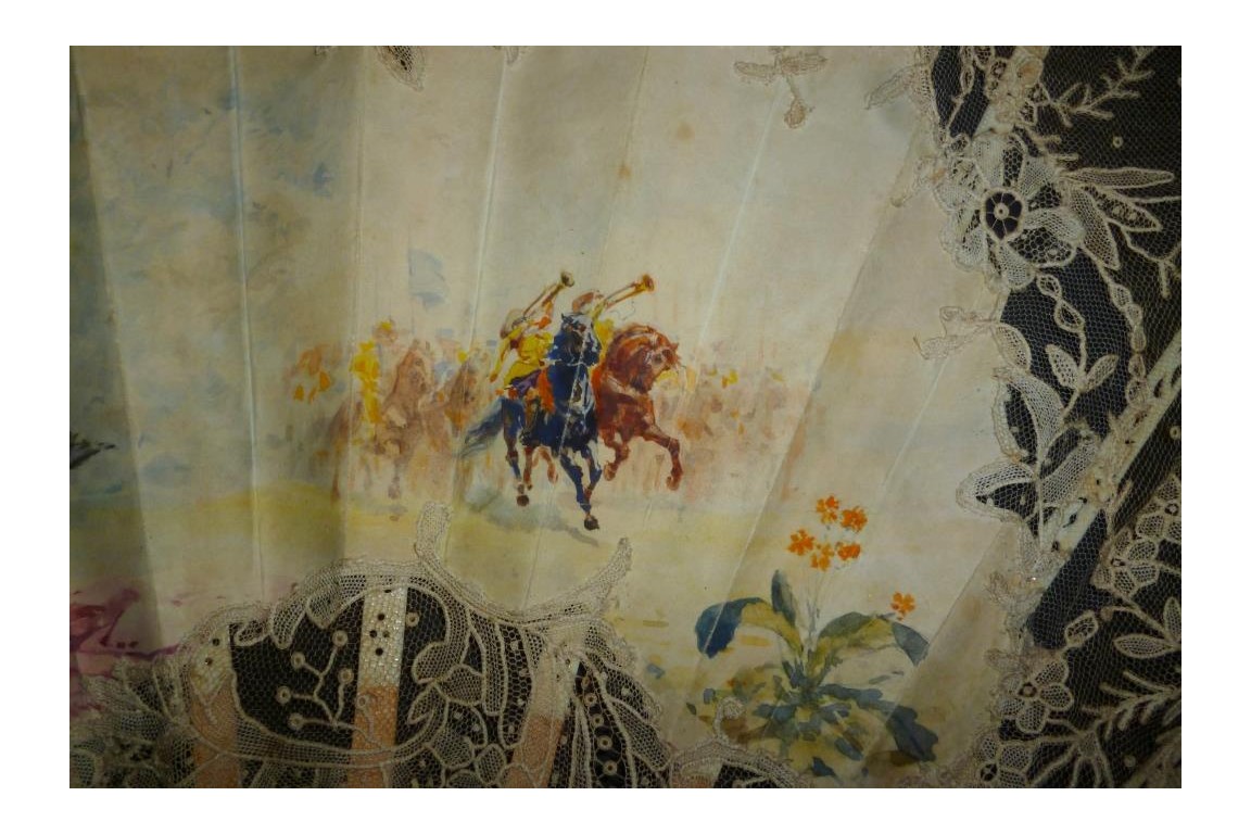 Cavalry charge, fan by Sinibaldi, circa 1880-90