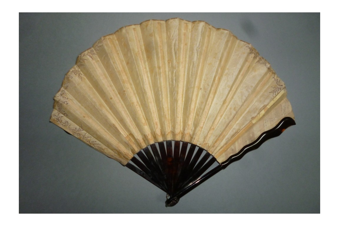 Chouette en hiver, éventail de Thomasse, vers 1900 - 1910