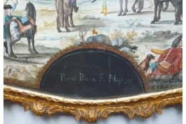 Chasses et garnisons autour de Florence, éventail de Pietro Penna, début XVIIIème siècle