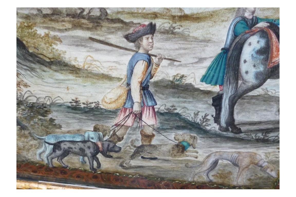 Chasses et garnisons autour de Florence, éventail de Pietro Penna, début XVIIIème siècle