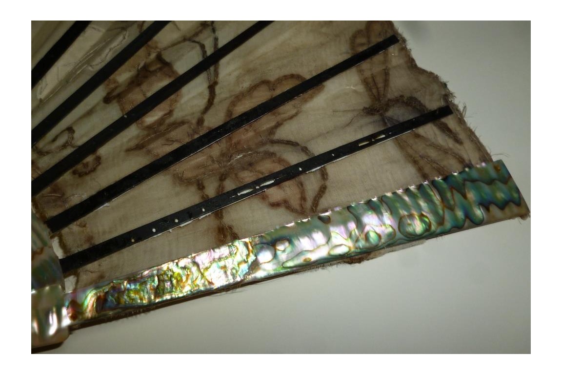 Mother of pearl flowers, fan circa 1900-1910