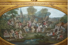 Return from the market, fan leaf, late 17th or early 18th century