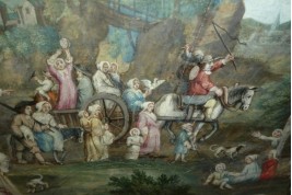 Return from the market, fan leaf, late 17th or early 18th century