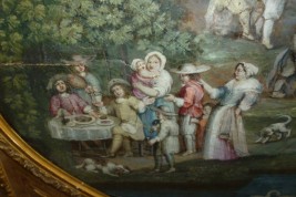 Return from the market, fan leaf, late 17th or early 18th century