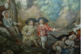 Return from the market, fan leaf, late 17th or early 18th century
