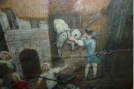 Return from the market, fan leaf, late 17th or early 18th century