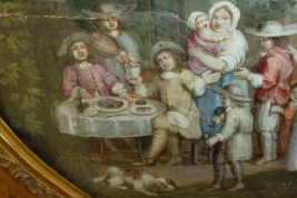 Return from the market, fan leaf, late 17th or early 18th century