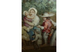 Return from the market, fan leaf, late 17th or early 18th century