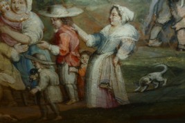 Return from the market, fan leaf, late 17th or early 18th century