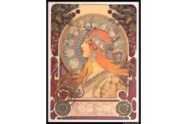 Sarah Bernhardt par Mucha, éventail Art Nouveau vers 1905