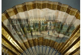Place Vieja de La Havane à Cuba, éventail vers 1850
