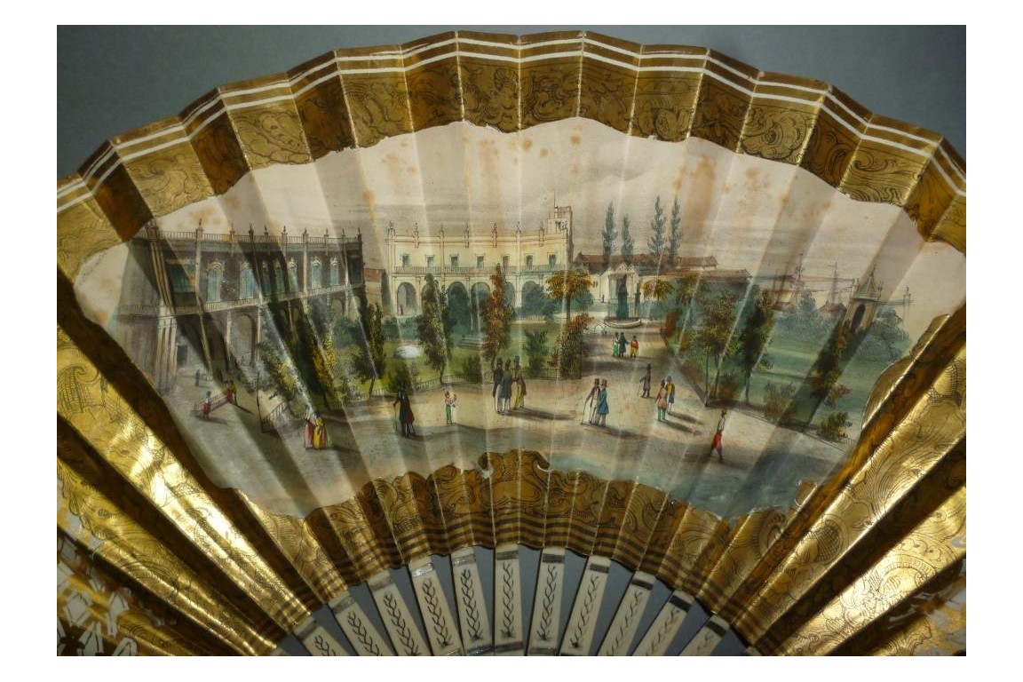 Place Vieja de La Havane à Cuba, éventail vers 1850