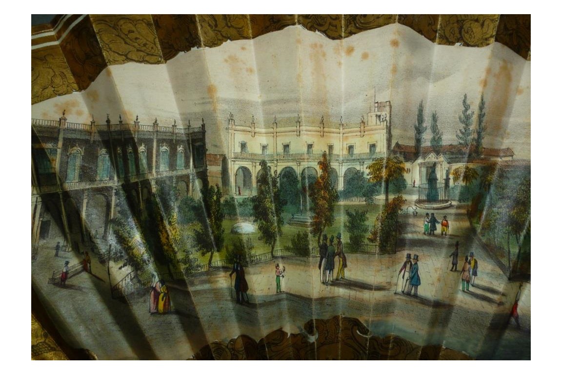 Place Vieja de La Havane à Cuba, éventail vers 1850