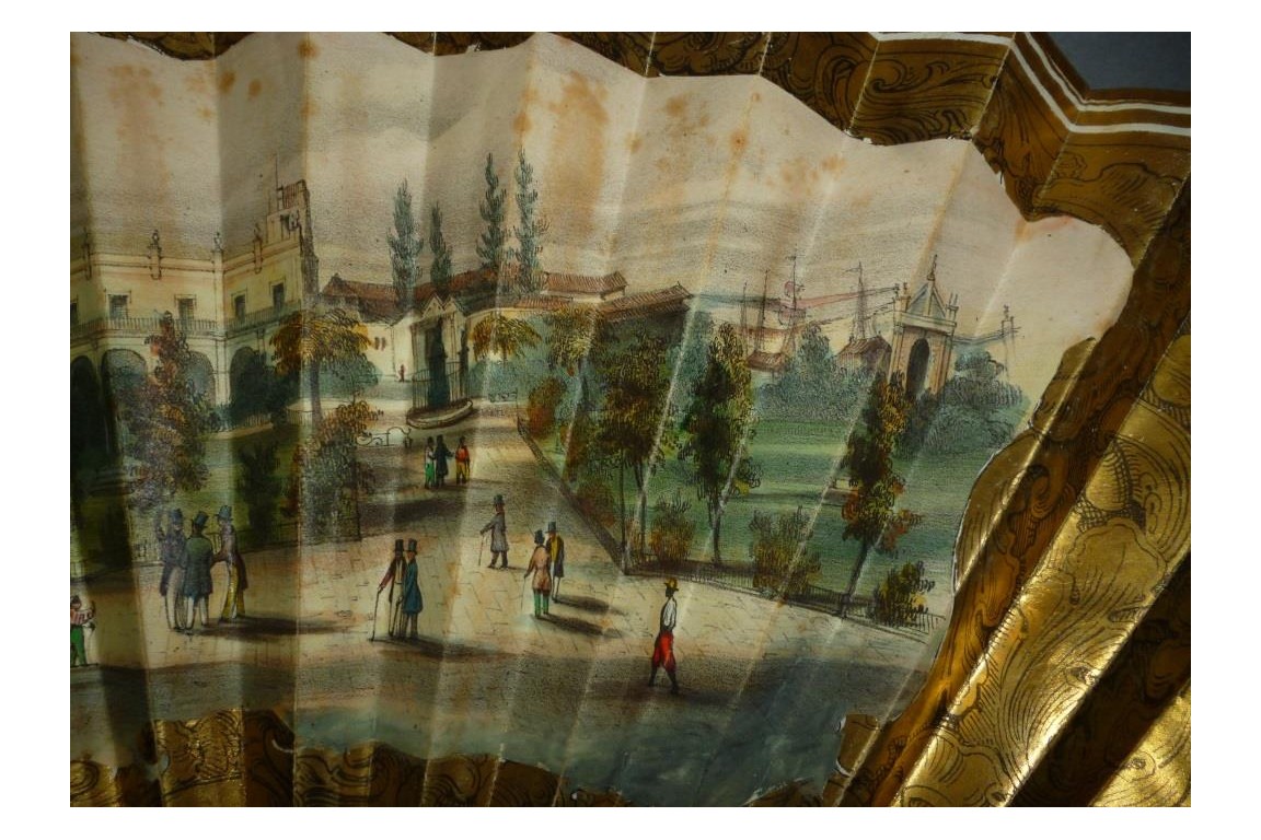 Place Vieja de La Havane à Cuba, éventail vers 1850