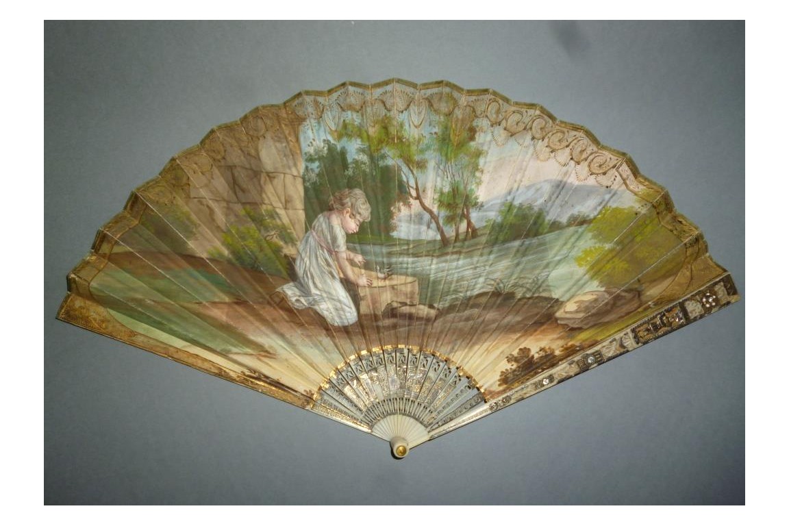 Girl, bird and Indian, fan cira 1805-10