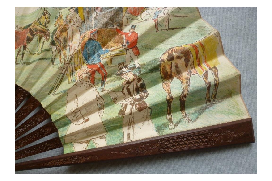 The racetrack, fan by Lewis Brown, 1889