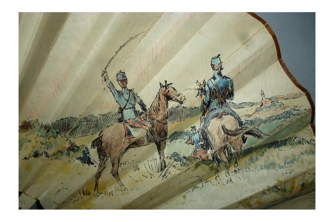 Chasseurs à cheval de l'armée française, éventail vers 1900-14