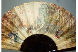 Fall at the castle, fan circa 1860-80