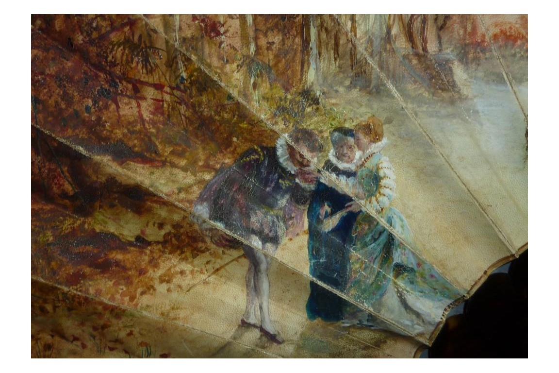 Fall at the castle, fan circa 1860-80