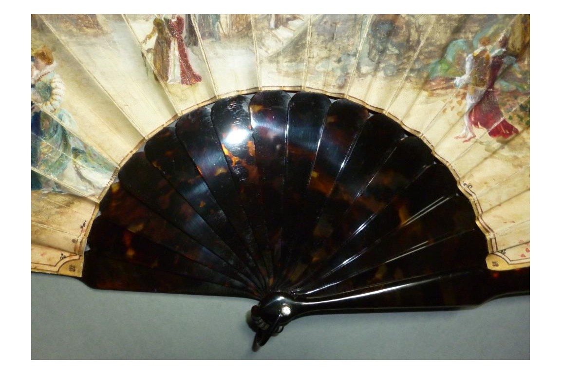 Fall at the castle, fan circa 1860-80