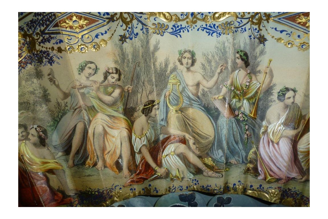 Les muses de l'art, éventail vers 1865-70