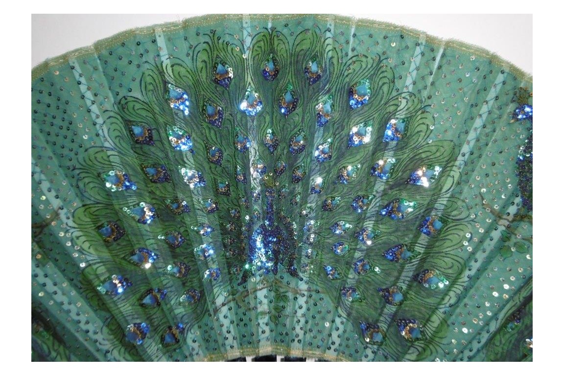 Les trois paons, éventail armure, vers 1900-1910