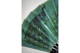 Les trois paons, éventail armure, vers 1900-1910
