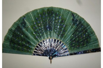 The three peacocks, fan circa 1900-1910