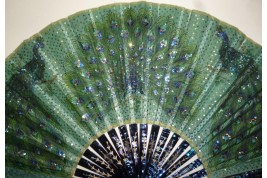 The three peacocks, fan circa 1900-1910