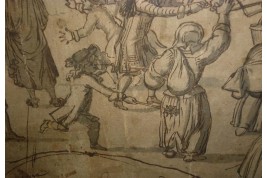 Carnaval de la rue Saint Antoine, projet d'éventail vers 1680