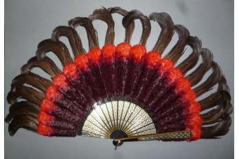 Black and red, feather fan, cica 1890