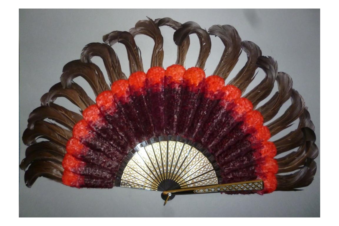 Black and red, feather fan, cica 1890