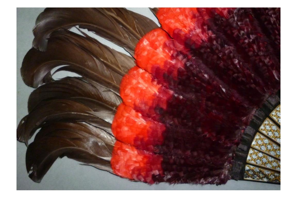 Black and red, feather fan, cica 1890