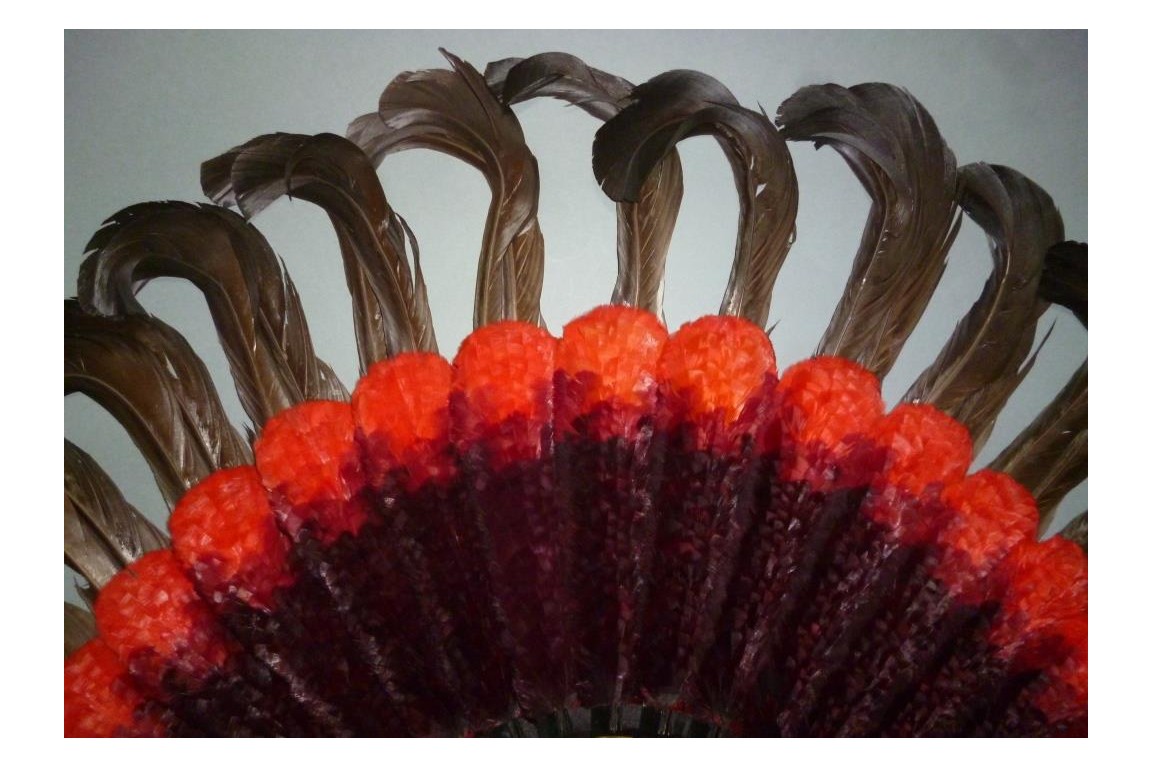 Black and red, feather fan, cica 1890