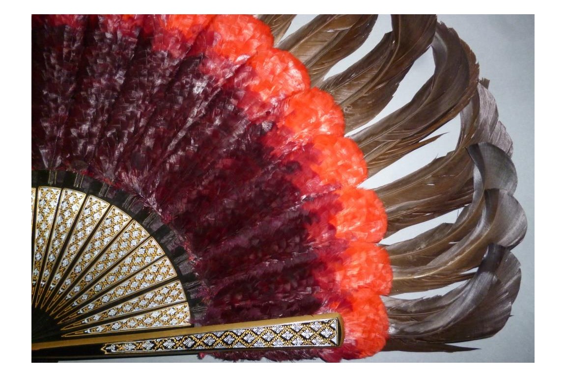 Black and red, feather fan, cica 1890