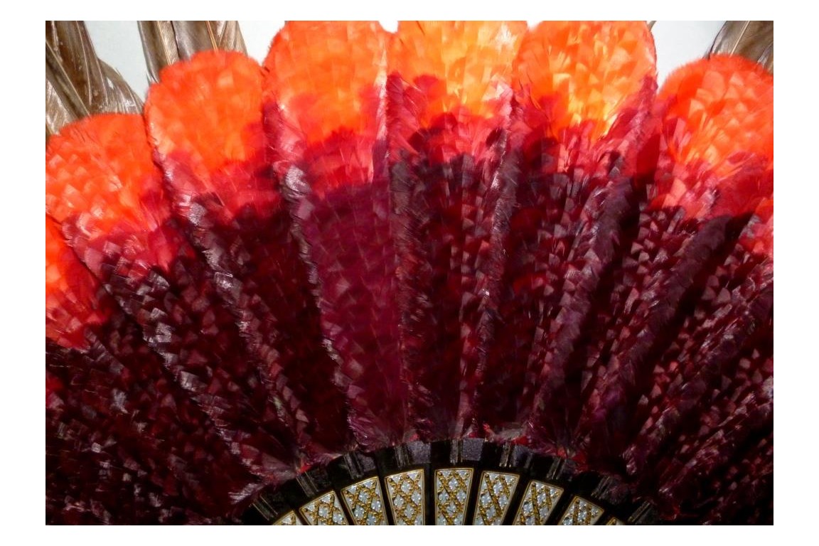 Black and red, feather fan, cica 1890