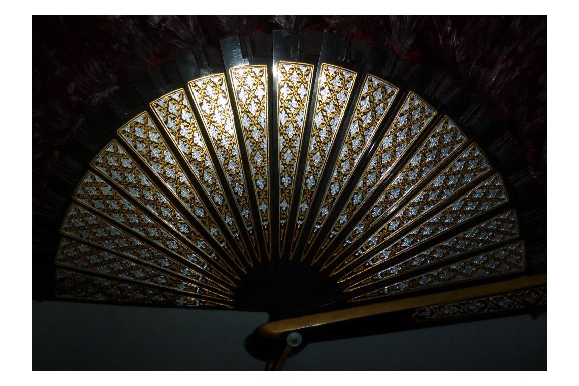 Black and red, feather fan, cica 1890