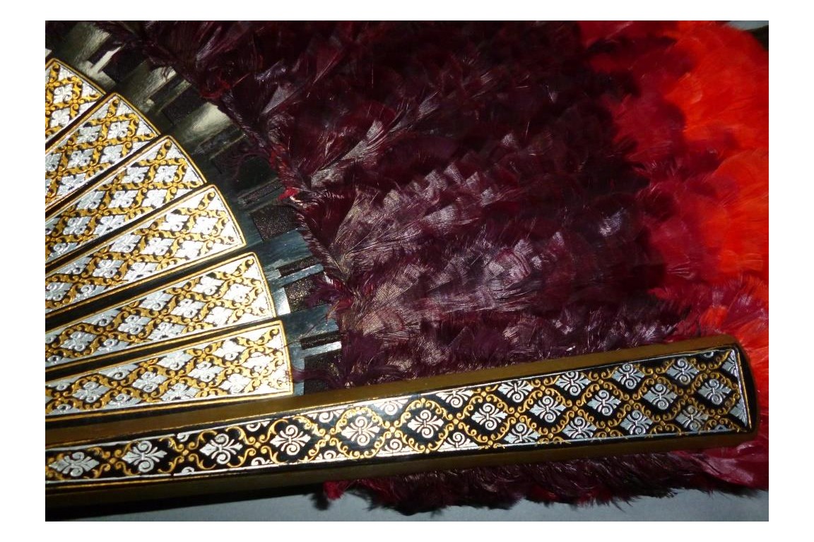 Black and red, feather fan, cica 1890
