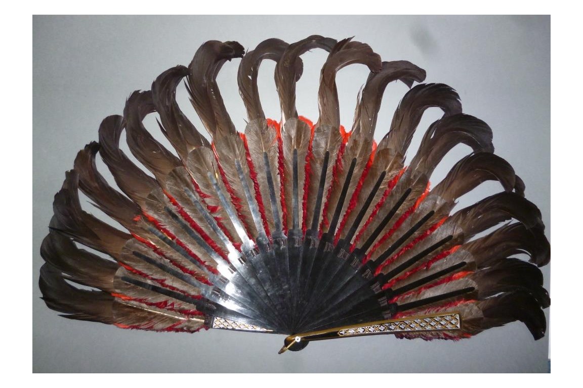 Black and red, feather fan, cica 1890