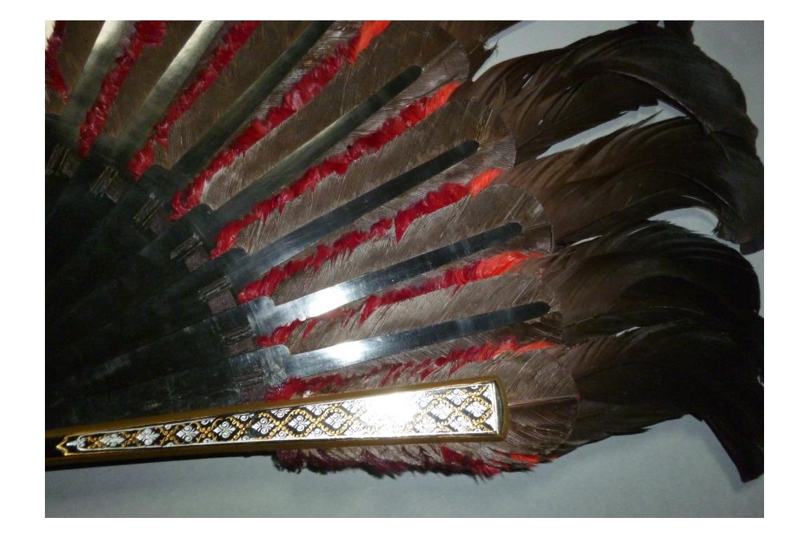 Black and red, feather fan, cica 1890