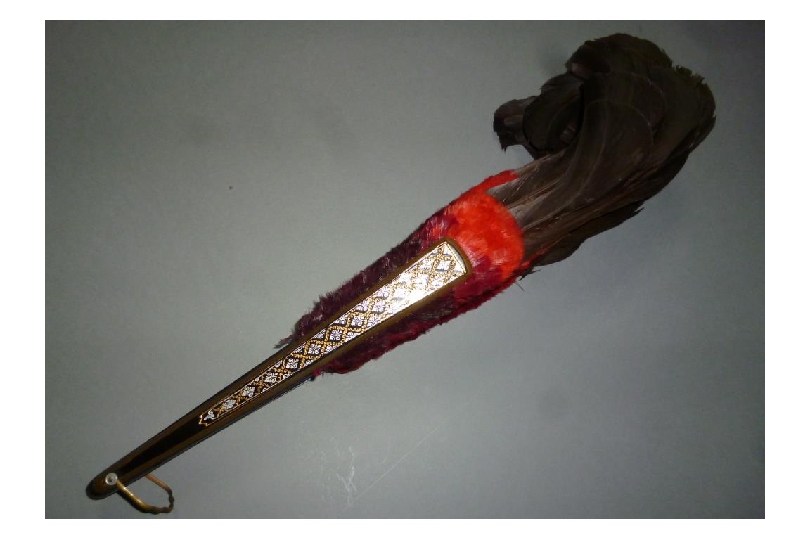 Black and red, feather fan, cica 1890