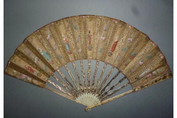 Harlequin and Pierrot ... Late 18th century fan