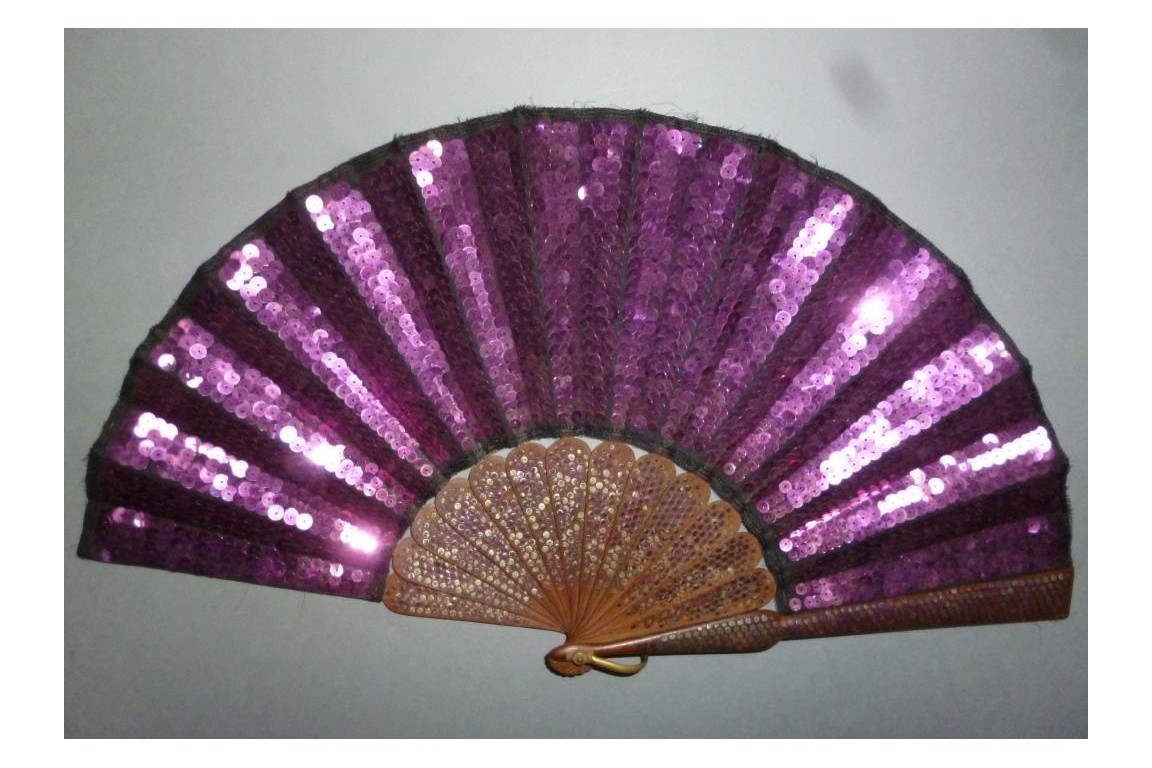 La vie en violet, éventail armure, vers 1900