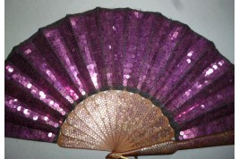 La vie en violet, éventail armure, vers 1900