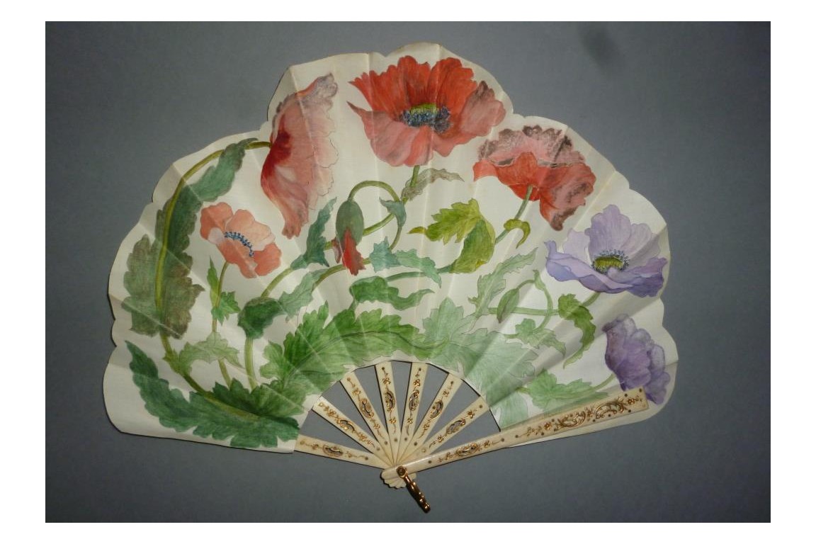 Poppies, art nouveau fan