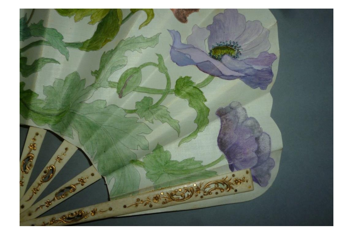 Poppies, art nouveau fan