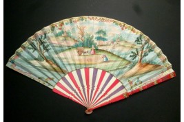 Cart and skittles, fan circa 1730-40
